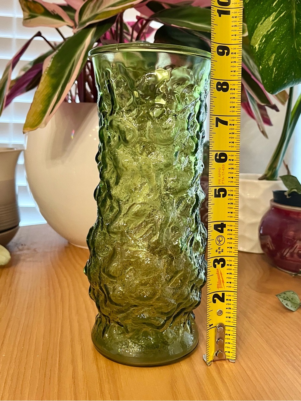 Vintage Green Glass Flower Vase - Picture 3 of 5